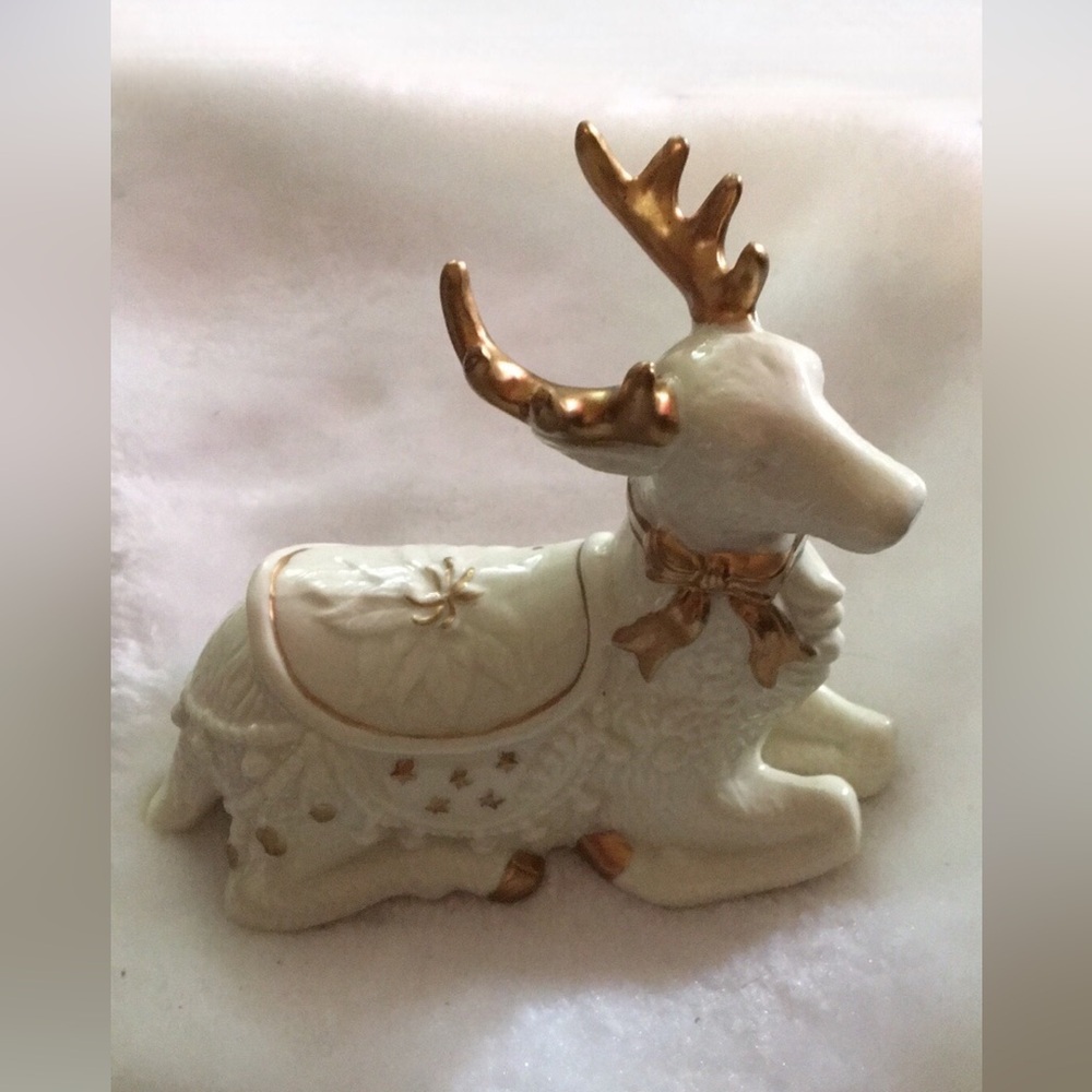 Elegant Gold and White Reindeer Figurine